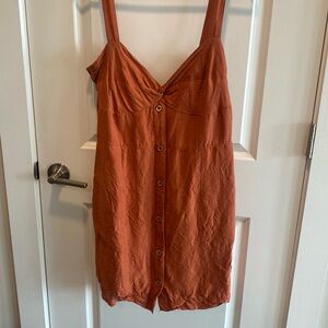 Maeve (Anthro) Burnt Orange Linen Dress with Tie Back, size XL
